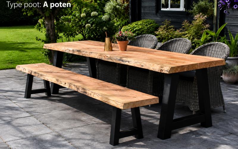 Douglas Boomstam Tuintafel - 5 cm Massief - Stel Zelf Samen - Inclusief Montage